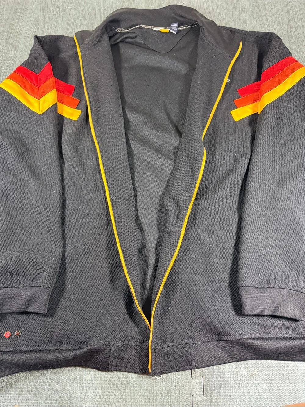 Roca Wear Men’s 4XL Black Full Zip Track Jacket Red Orange Stripe Big Tall